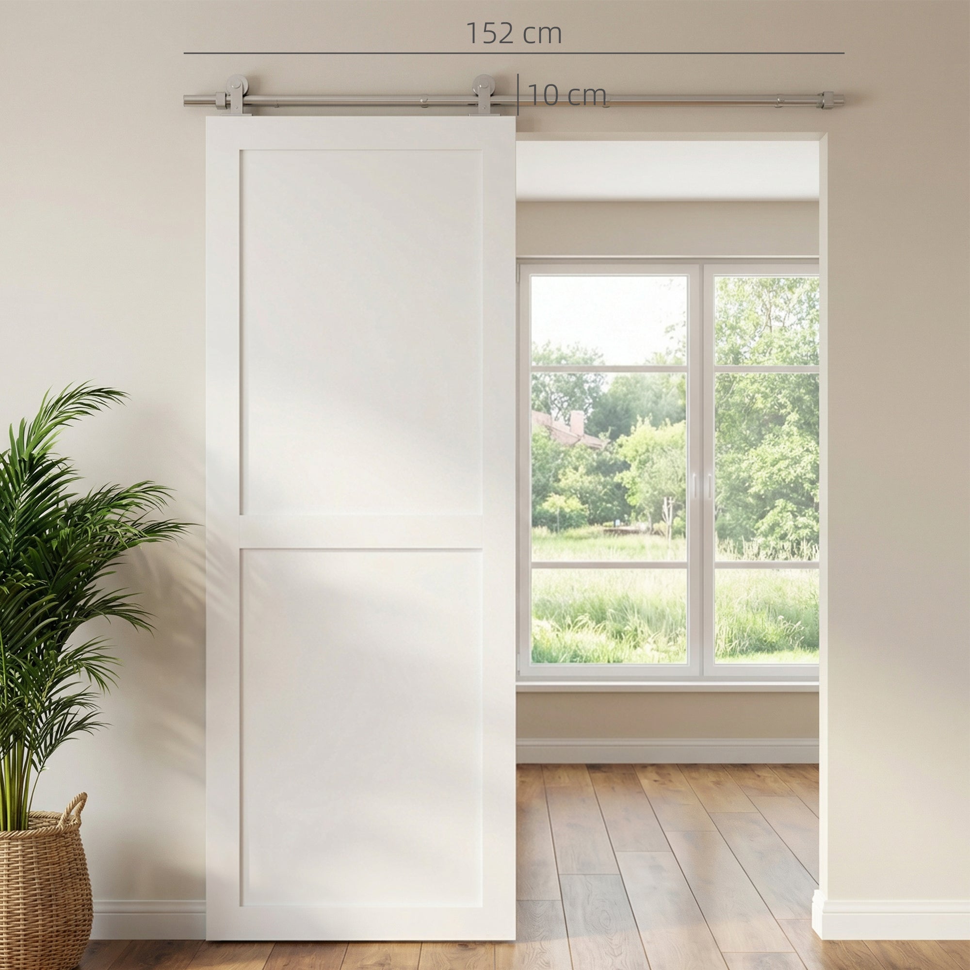 HOMCOM Sliding Door Hardware Kit Heavy Duty 304 Stainless Steel 152 cm Wide Door Silver Tone 