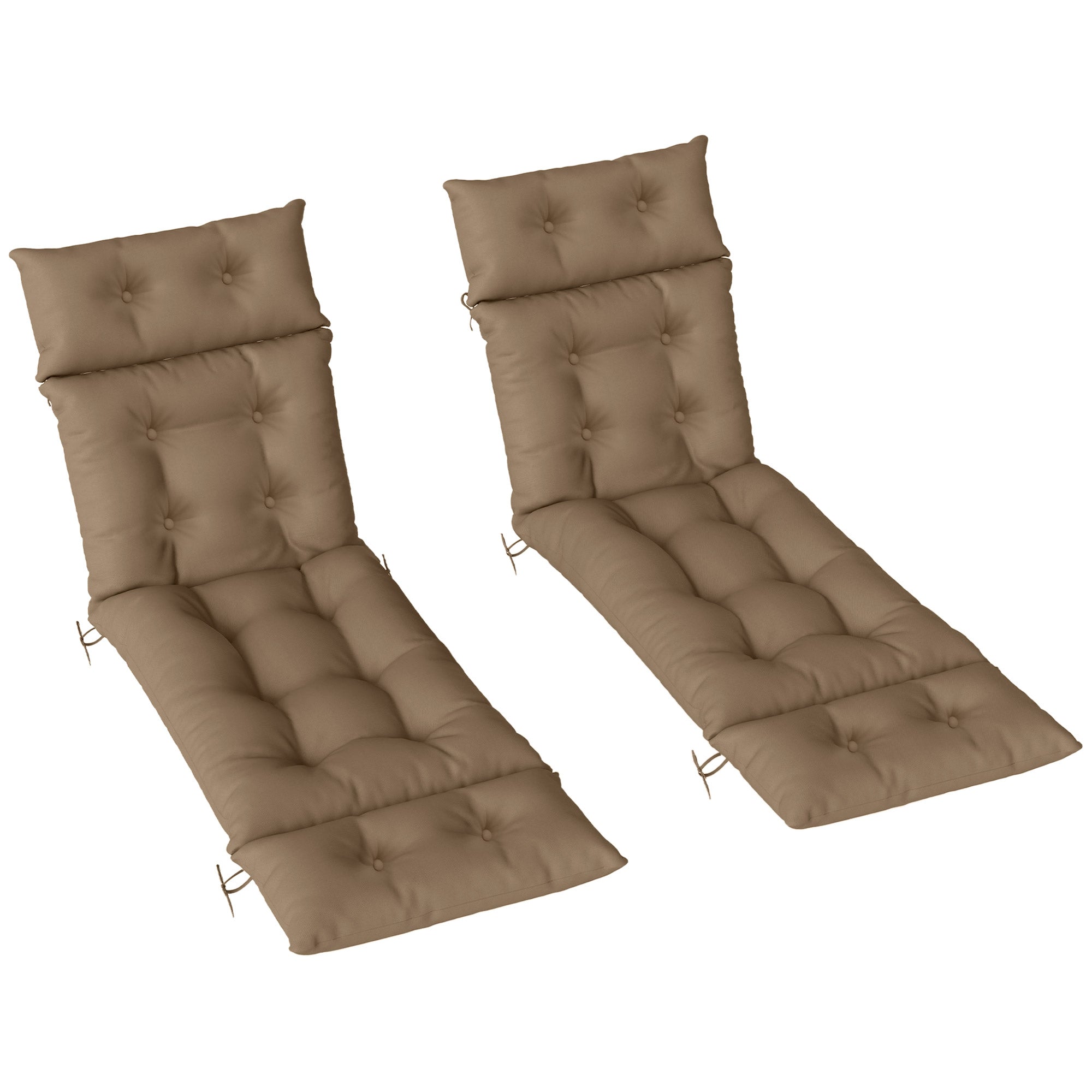 Outsunny Set of Two 190 x 56cm Sun Lounger Cushions - Khaki 