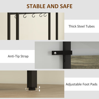 HOMCOM 5-In-1 Industrial-Style Hallway Tree - Grey/Black 