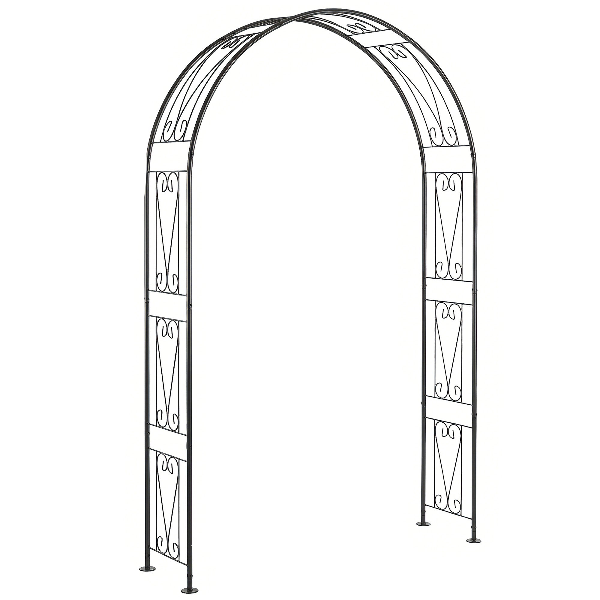 Outsunny Garden Arch, Arbour Trellis for Climbing Plants, Rose Arch for Wedding Garden Decoration, 155 x 40 x 246 cm, Black 