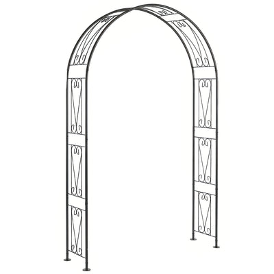 Outsunny Garden Arch, Arbour Trellis for Climbing Plants, Rose Arch for Wedding Garden Decoration, 155 x 40 x 246 cm, Black 