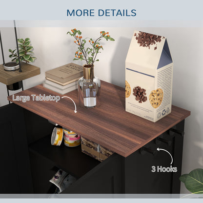 PawHut Pet Feeding Station with Raised Dog Bowls, Adjustable Panel, Hooks, Black