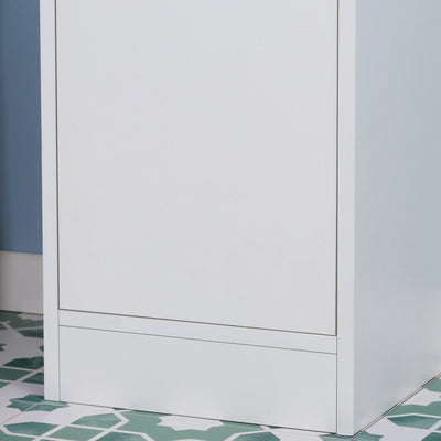 kleankin Tall Bathroom Storage Cabinet with Mirror, Narrow Bathroom Unit, Freestanding Bathroom Cupboard with Adjustable Shelves and 2 Doors, White 
