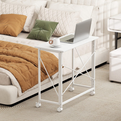 HOMCOM 80 cm Folding Desk on Wheels - White 