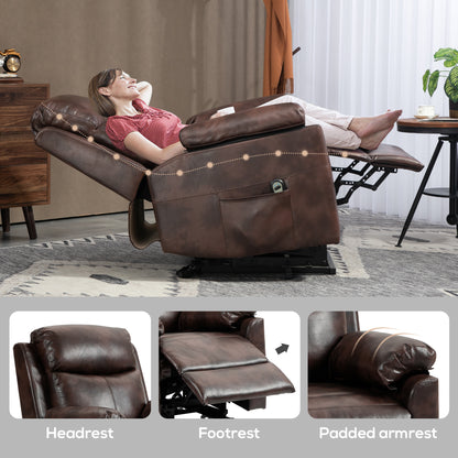 HOMCOM Faux Leather 70\'c2\'b0 Electric Riser Recliner Chair, Dark Brown