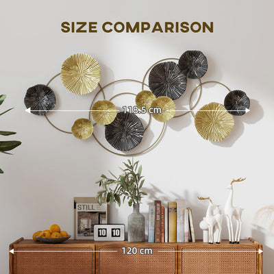 HOMCOM Metal Wall Art, Modern Hanging Wall Decor with Multi-Disc Design for Living Room 