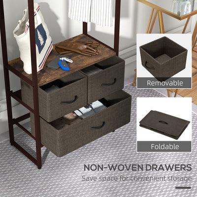 HOMCOM Compact Clothes Rail, with Drawers and Shelf 
