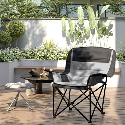 Outsunny Portable Padded Camping Chair, with Bag - Black/Grey 