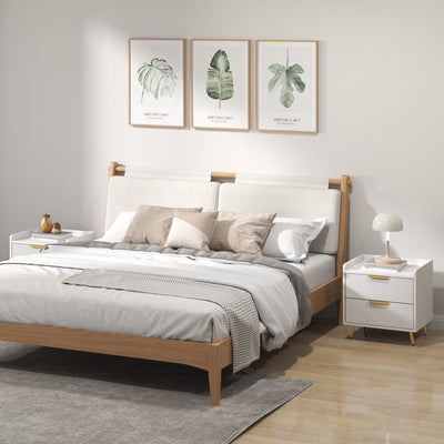 HOMCOM Elegant Two-Drawer Bedside Table Set of 2 - White 