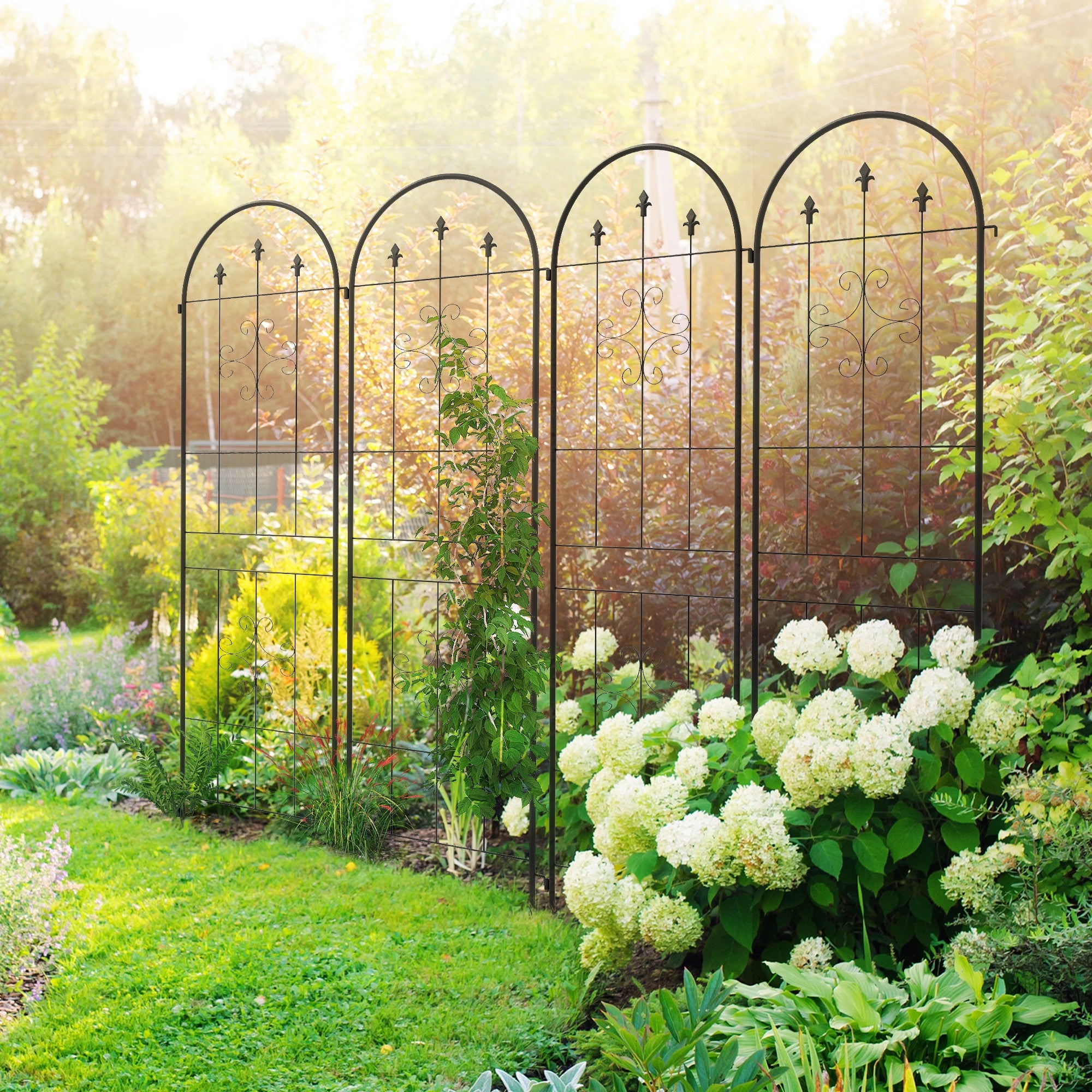 Outsunny Set of Four Spiral Anchor Garden Trellis Panels 