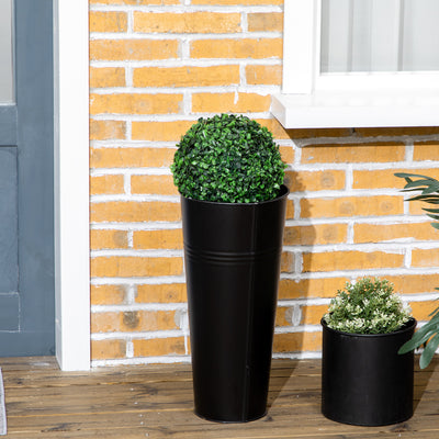 HOMCOM Set of 2 Artificial Plants Boxwood Ball Trees in Pot Fake Plants for Home Indoor Outdoor Decor, 20x20x60cm, Green 
