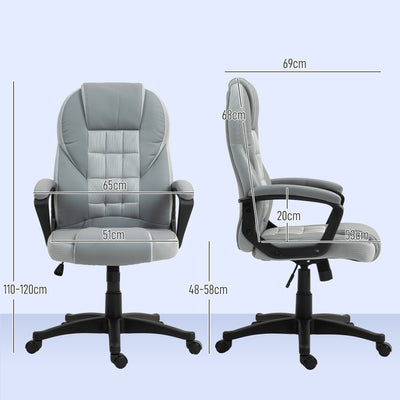 HOMCOM Faux Leather Office Chair - Grey 
