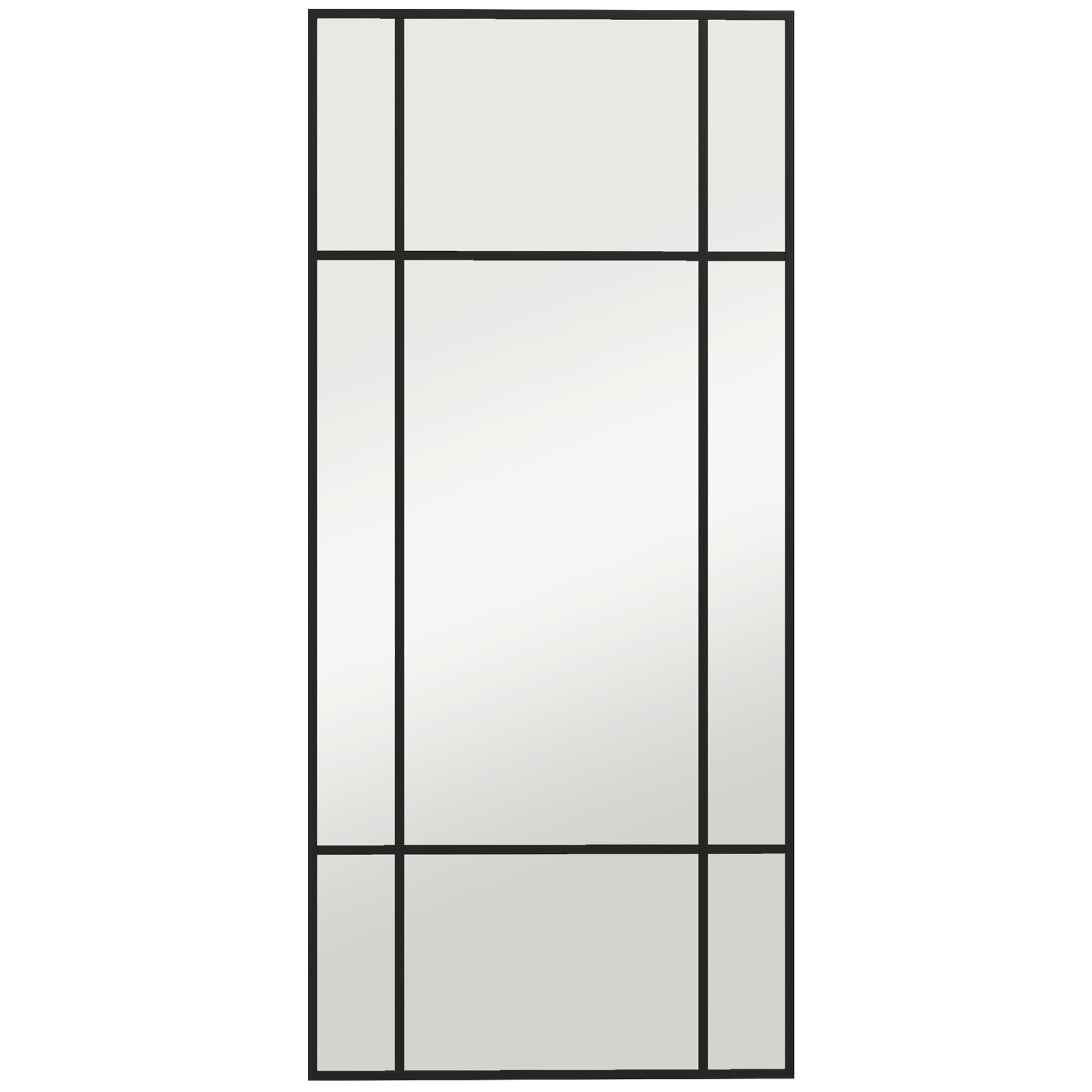 HOMCOM Decorative Grid Wall Mirror, with Back Hooks - Black 