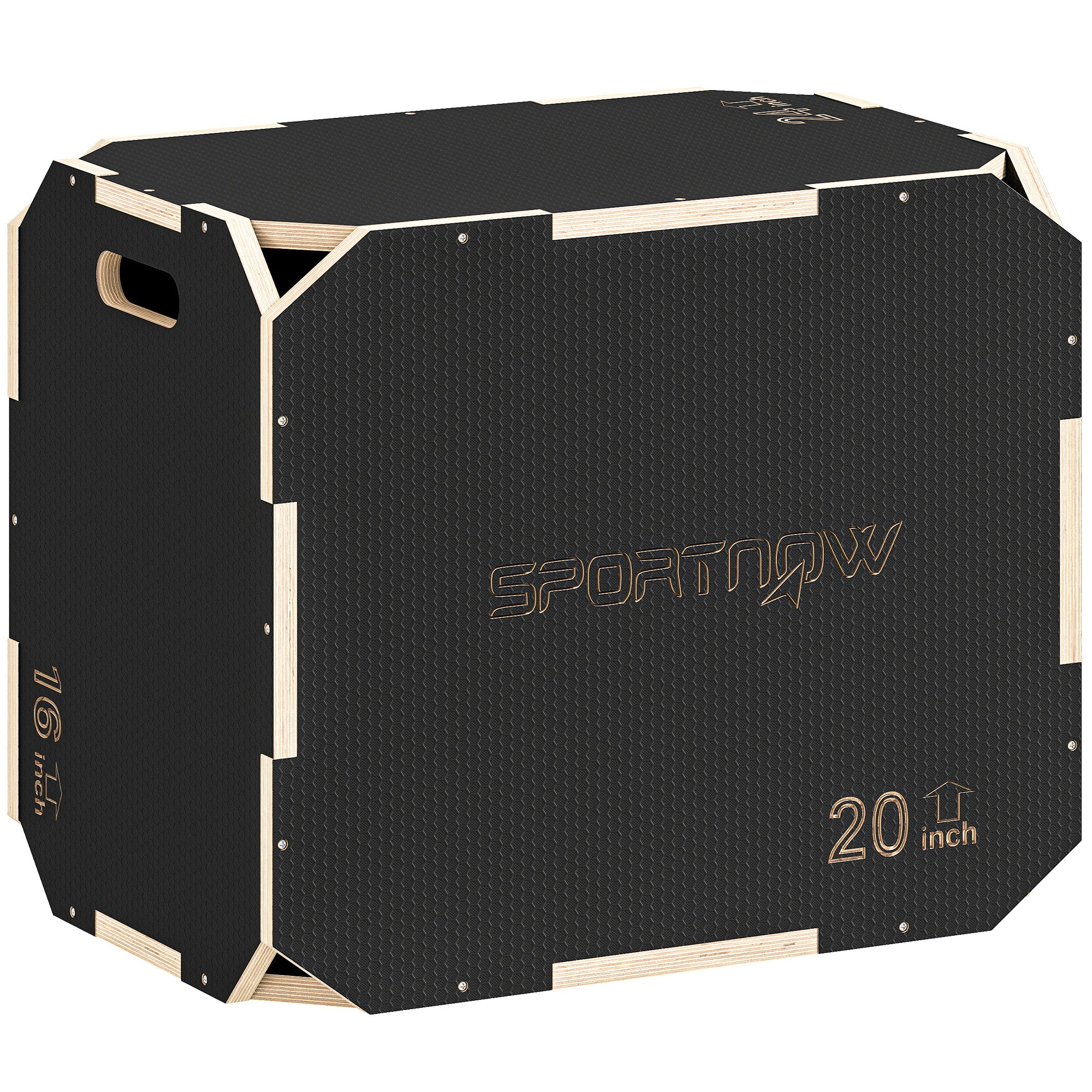 SPORTNOW Non-Slip Plyo Box, Corner-free Wooden Jump Box, 41 x 61 x 51 cm 