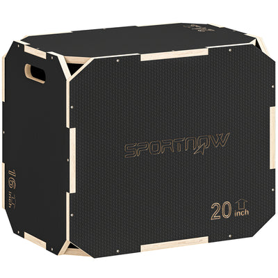 SPORTNOW Non-Slip Plyo Box, Corner-free Wooden Jump Box, 41 x 61 x 51 cm 