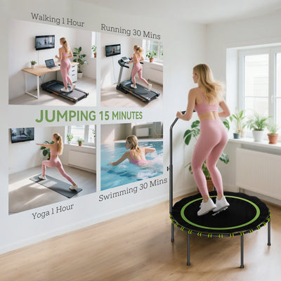 SPORTNOW 40" Foldable Fitness Trampoline Rebounder with Handle, Green 