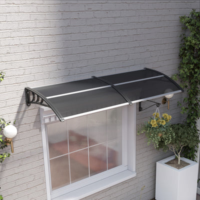 Outsunny Door Canopy Awning Outdoor Window Rain Shelter Cover for Front/Back Door Porch Black 196 x 75cm 