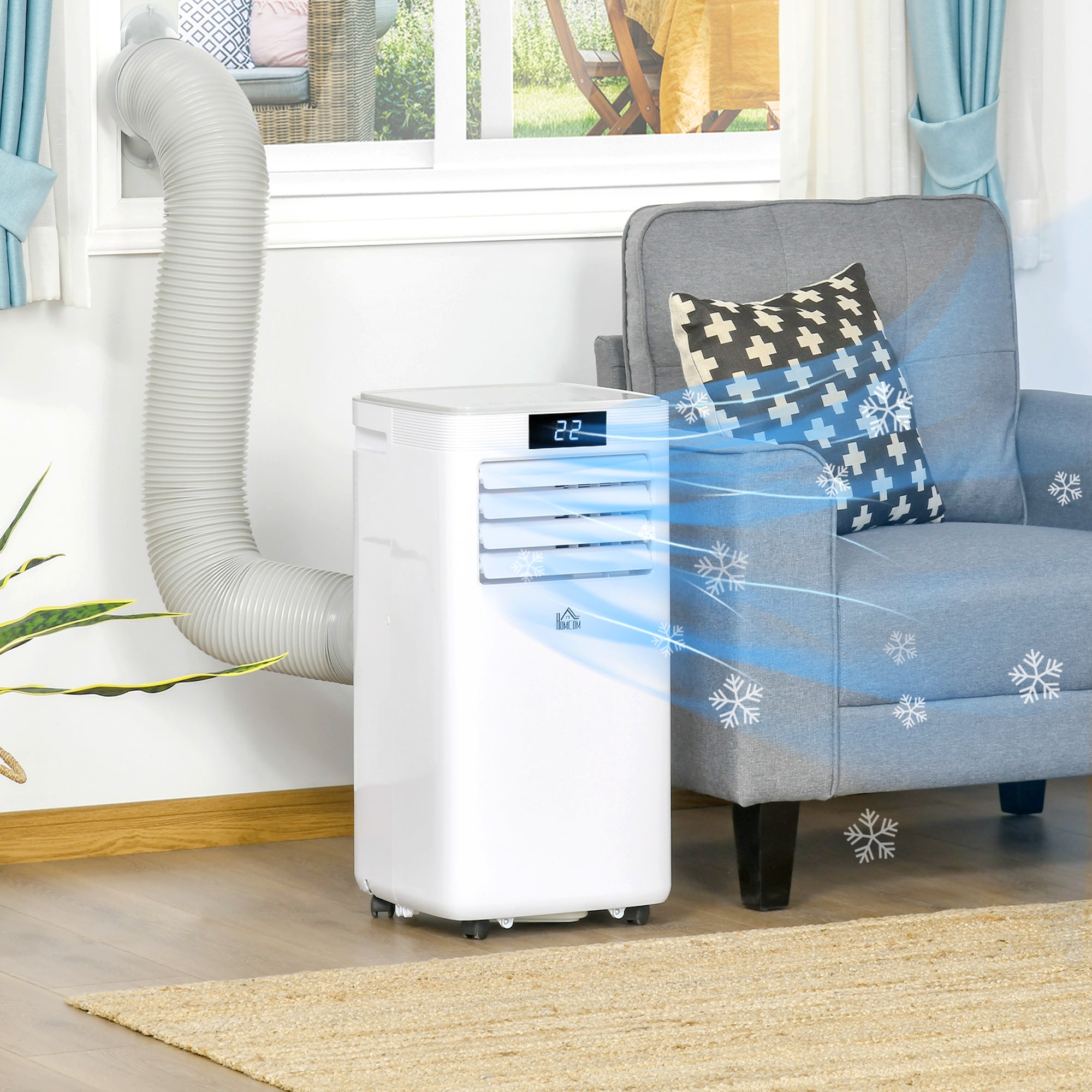 HOMCOM 10000 BTU Air Conditioning Unit, 3-in-1 Portable Air Conditioner, Dehumidifier, Cooling Fan with Remote Control, LED Display, 2 Speeds, 24H Timer, Window Venting Kit, 22m\'c2\'b2