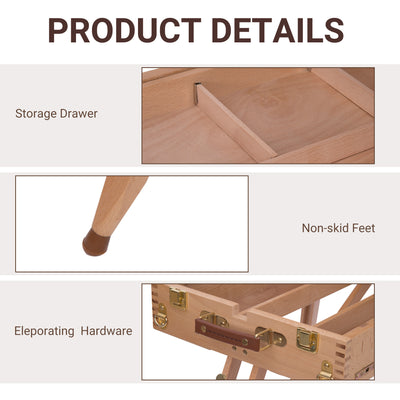 HOMCOM Wooden Art Easel Tripod Sketch Artist Painters Craft Portable Folding Drawing Board Lightweight - Natural Wood 