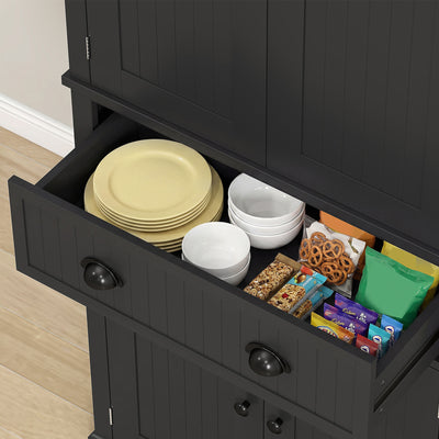 HOMCOM Kitchen Storage Cabinet with Drawer and Adjustable Shelves - Black