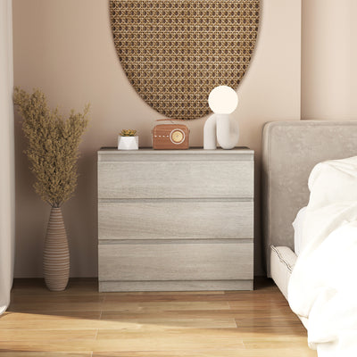 HOMCOM Chest of Three Drawers - Grey Wood Effect 