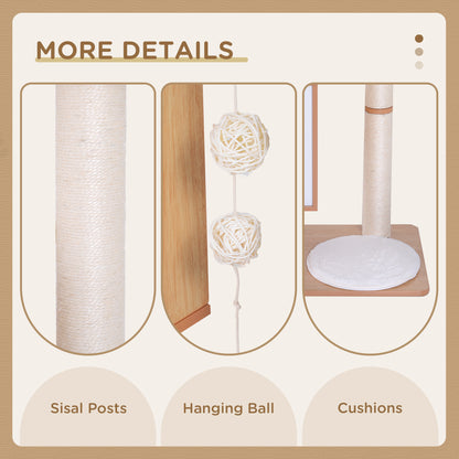 PawHut Cat Tree for Indoor Cats Scratching Post Kitten House Condo Activity Center w/ Cushion Hanging Toy Multi-level