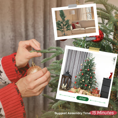 HOMCOM 5 ft Full Spruce Christmas Tree with Realistic Dense Tips, Easy Assembly - Green 