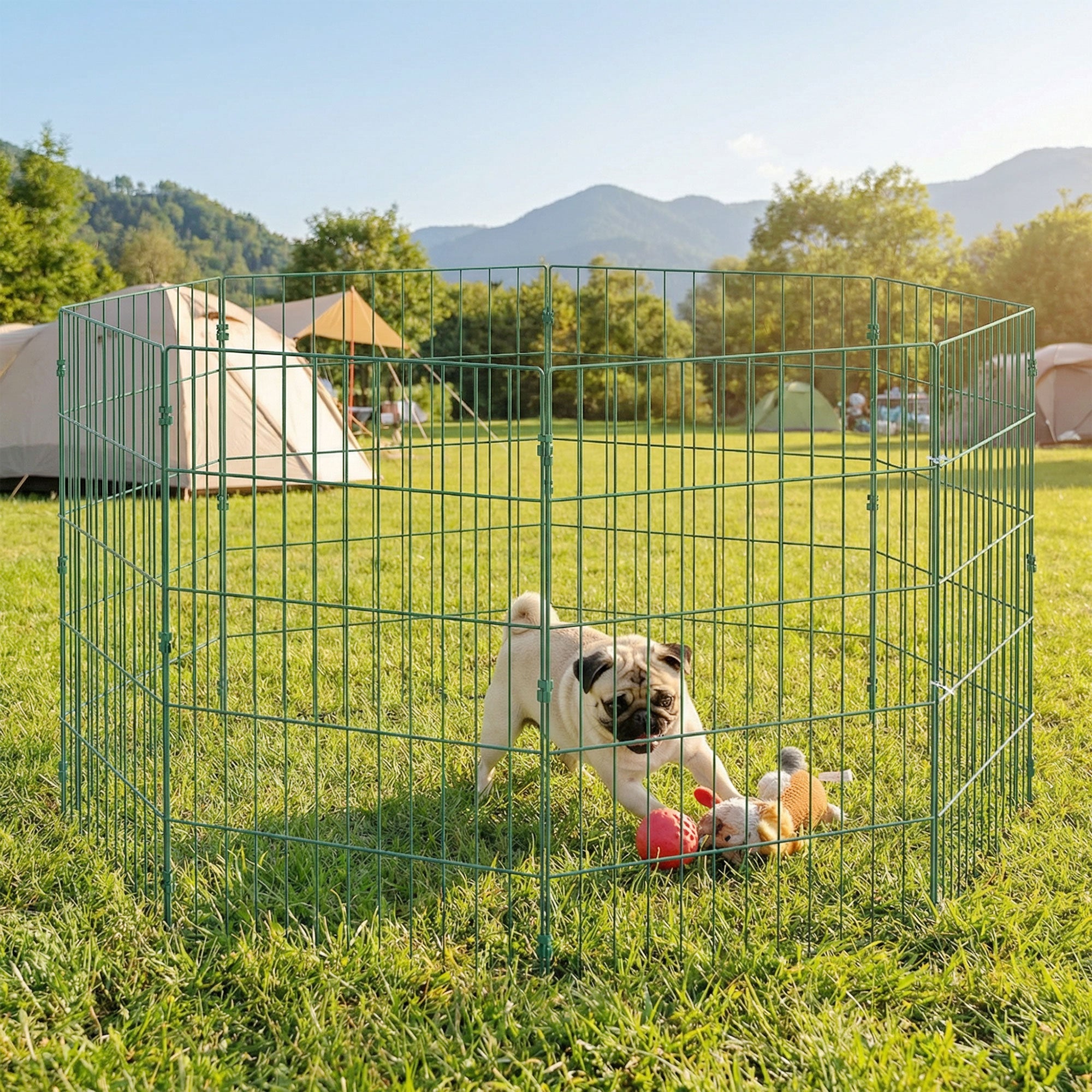 PawHut 8 Panel Pet Playpen for Medium Dogs Indoor Outdoor 80 cm Height 