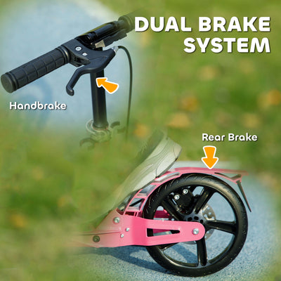 AIYAPLAY Kids Scooter with Four-Level Adjustable Handlebar, Dual Brake System, 200mm Wheels, ABEC-7 Bearings, Pink 