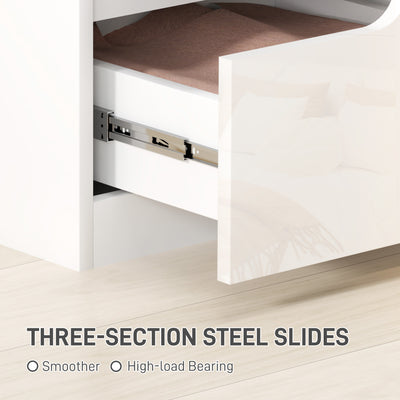HOMCOM High Gloss Bedside Table - White 