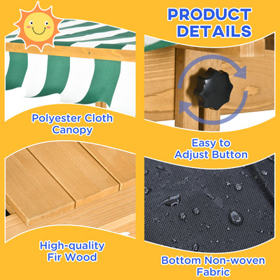 Outsunny Wooden Sandpit with Adjustable Canopy Light Brown 