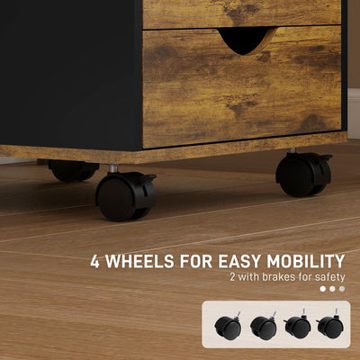 HOMCOM Five-Drawer Filing Cabinet - Rustic Brown