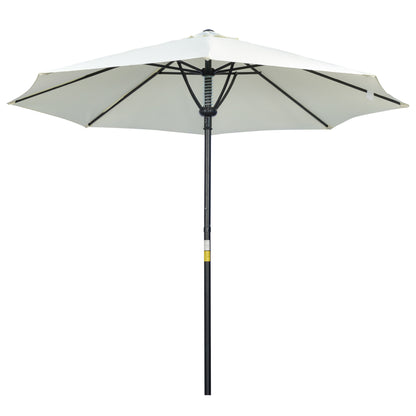 Outsunny Garden 3(m) Parasol Umbrella, Outdoor Market Table Umbrella Sun Shade Canopy with 8 Ribs, Easy Push to Open, Cream 