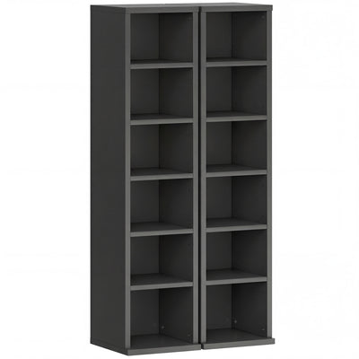 HOMCOM Set of 2 CD Media Display Shelf Unit Tower Rack with Adjustable Shelves, Black 