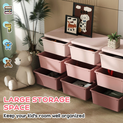 HOMCOM Kids Storage Unit, with Nine Drawers - Pink 
