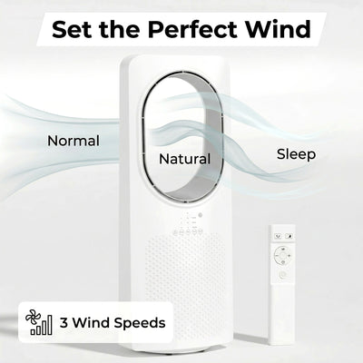 HOMCOM Bladeless Tower Fan for Bedroom, 36dB Standing Cooling Fan with Oscillating, 3 Speeds, 3 Modes, 15H Timer, White 