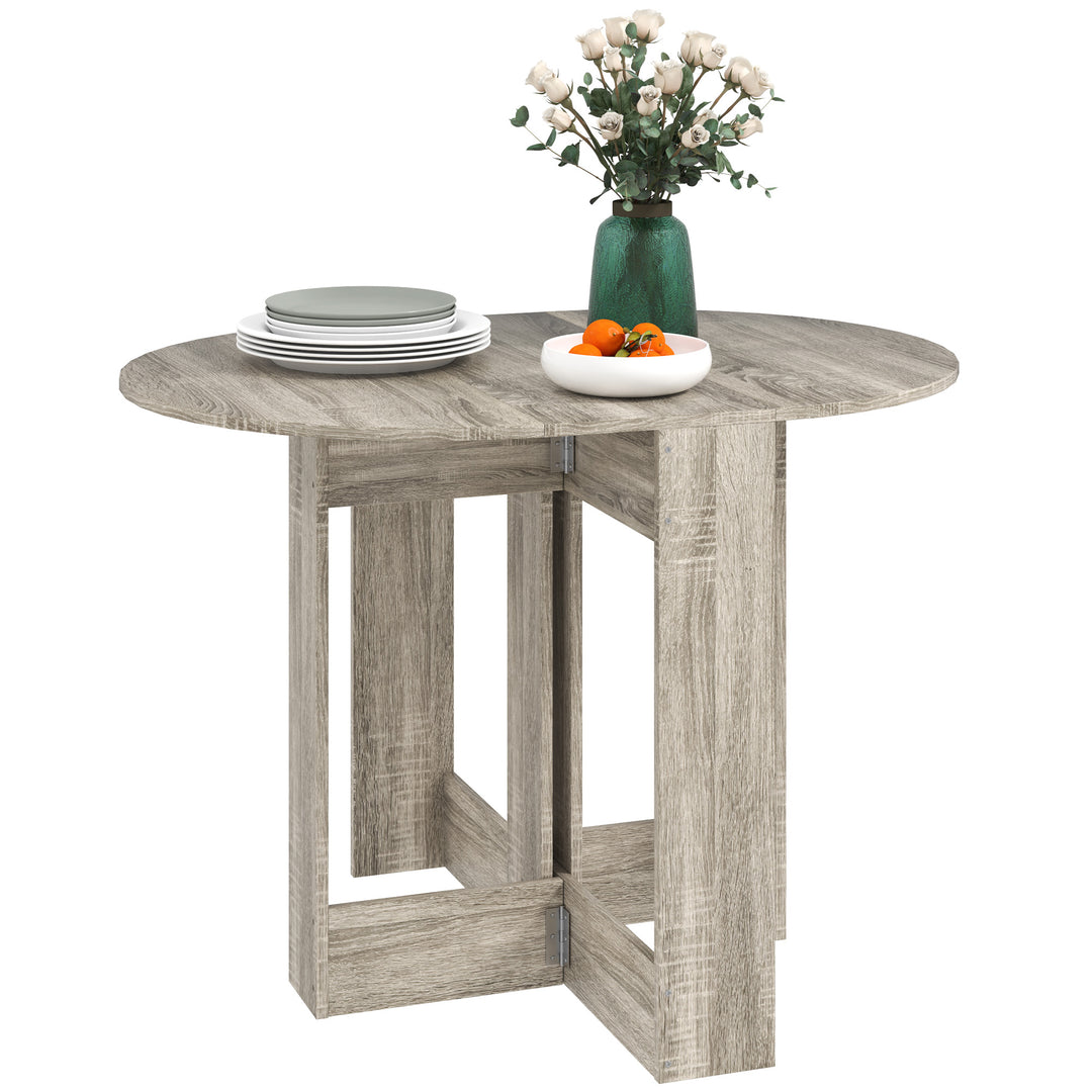HOMCOM Space-saving Drop Leaf Table, Folding Dining Table for Small Space, Kitchen, Dining Room, Grey 
