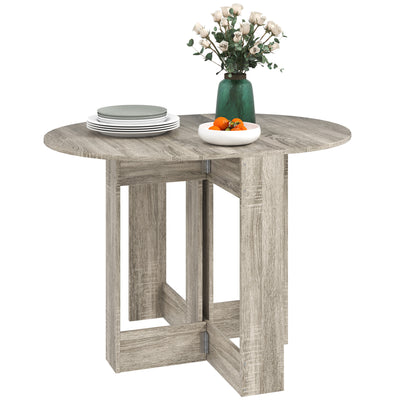 HOMCOM Space-saving Drop Leaf Table, Folding Dining Table for Small Space, Kitchen, Dining Room, Grey 