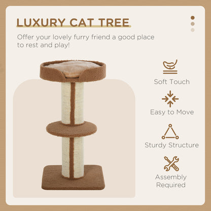PawHut 91cm Cat Tower Scratching Posts Cat Tree for Indoor Cats Kitten Activity Centre Brown 