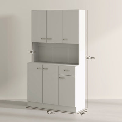 HOMCOM Freestanding Kitchen Pantry Storage Cabinet - White 