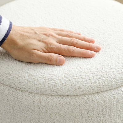 HOMCOM Nesting Round Ottoman with Storage Set of 2 - Cream/Grey 
