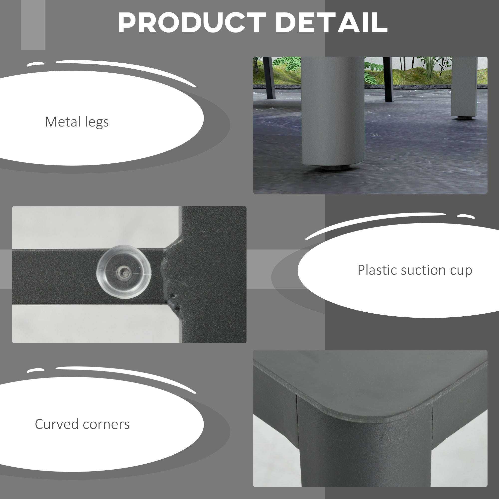 Outsunny 150cm x 88cm Aluminium Table, with Glass Tabletop - Grey 