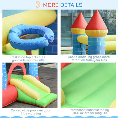 Outsunny Kids Bounce Castle Inflatable Trampoline Slide Pool Basket for Kids Age 3-10, 3 x 2.75 x 2.1m 