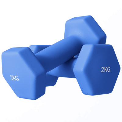 SPORTNOW 2 x 2kg Hexagonal Dumbbells Weights Set with Non-Slip Grip for Home Gym Workout, Blue 