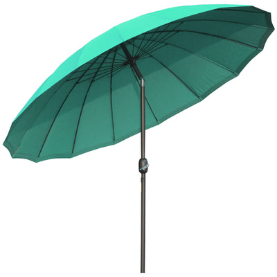 Outsunny 2.5m Shanghai Garden Parasol Umbrella with Crank & Tilt, Adjustable Outdoor Sun Shade, Green 