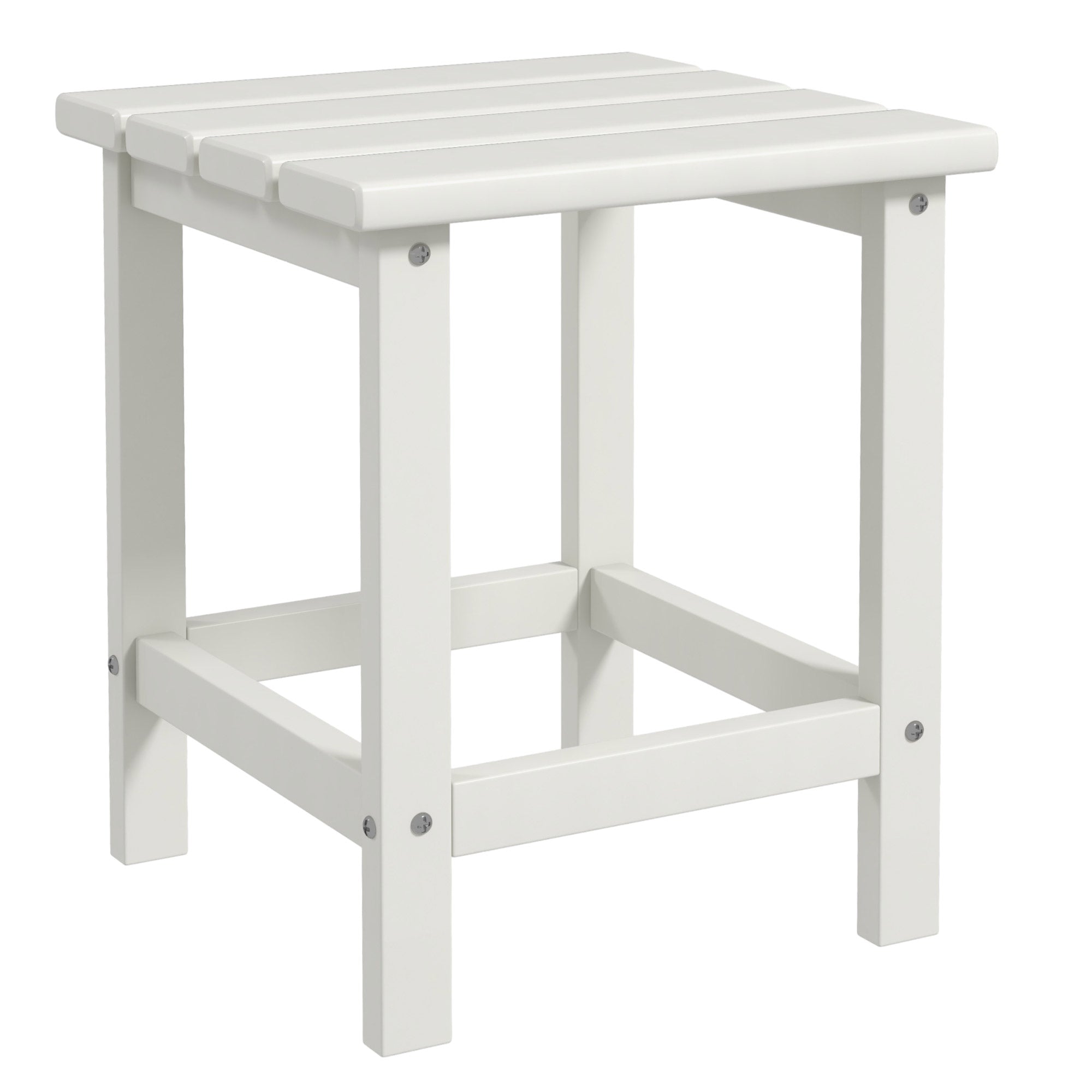 Outsunny Square Coffee Table, HDPE Tabletop and Frame for Porch, Garden, Side Table, 38 x 38 x 46 cm, White 
