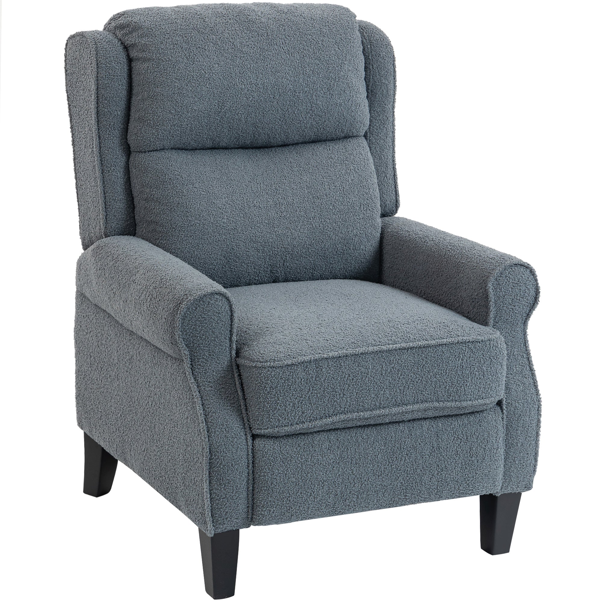 HOMCOM Recliner Armchair with Extended Leg Rest - Grey 