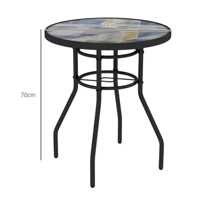 Outsunny \'ce\'a660 Garden Table, with Glass Printed Tabletop - Multicolour 