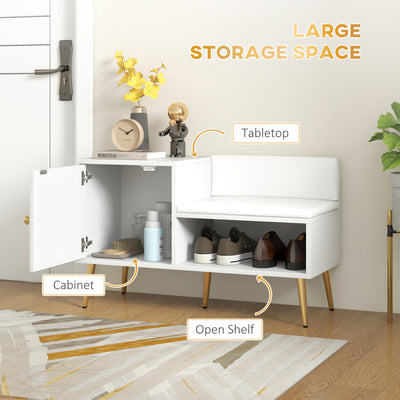 HOMCOM Shoe Storage Unit, with Padded Seat - White 