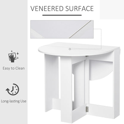 HOMCOM Space-saving Drop Leaf Table, Folding Dining Table for Small Space, Kitchen, Dining Room, White 